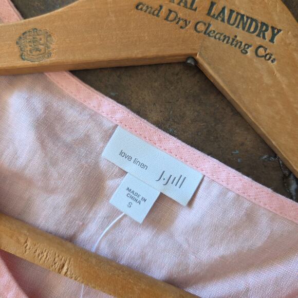 J Jill Love Linen Pink Sleeveless Midi Dress Size S NWT Ballet Slipper V Neck - Picture 5 of 7